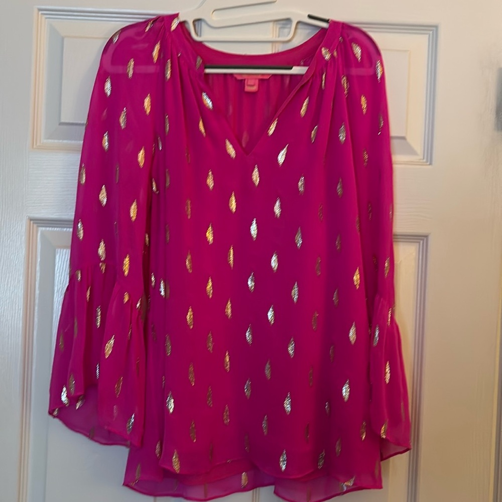 Lilly Pulitzer pink gold top size S